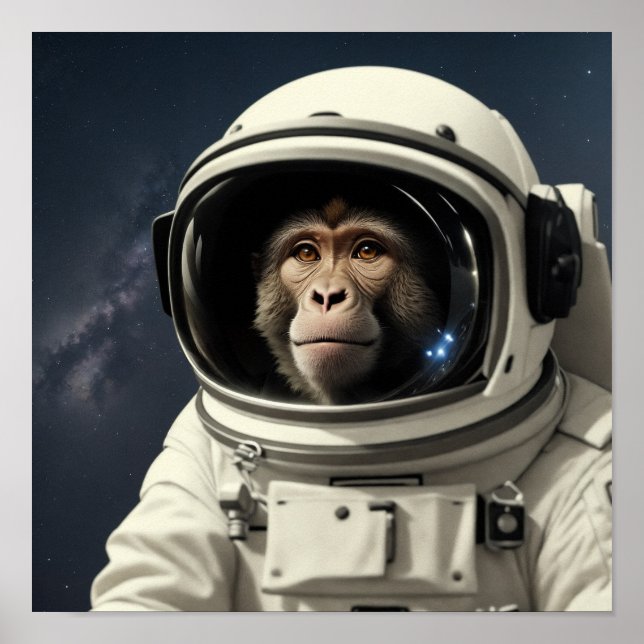 Poster macaco-macaco no espaço (Frente)
