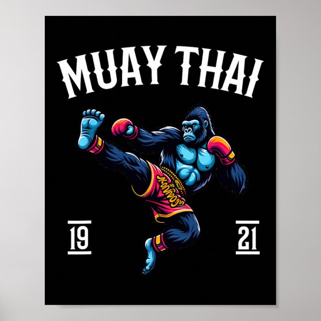 Poster Macaco Muay Thai - Kickboxing E Boxe Tailandês Mac (Frente)