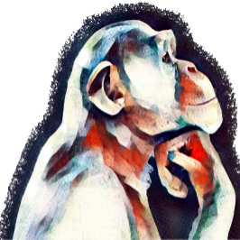 Poster Macaco-pensador branco