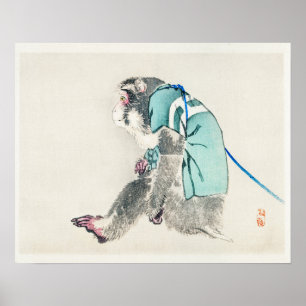 Poster Macaco por Kōno Bairei (1844-1895)