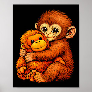 Poster Macaco punching bebê fofo animal engraçado