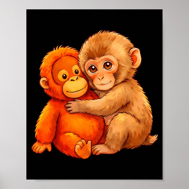 Poster Macaco punching bebê fofo animal engraçado  (Frente)