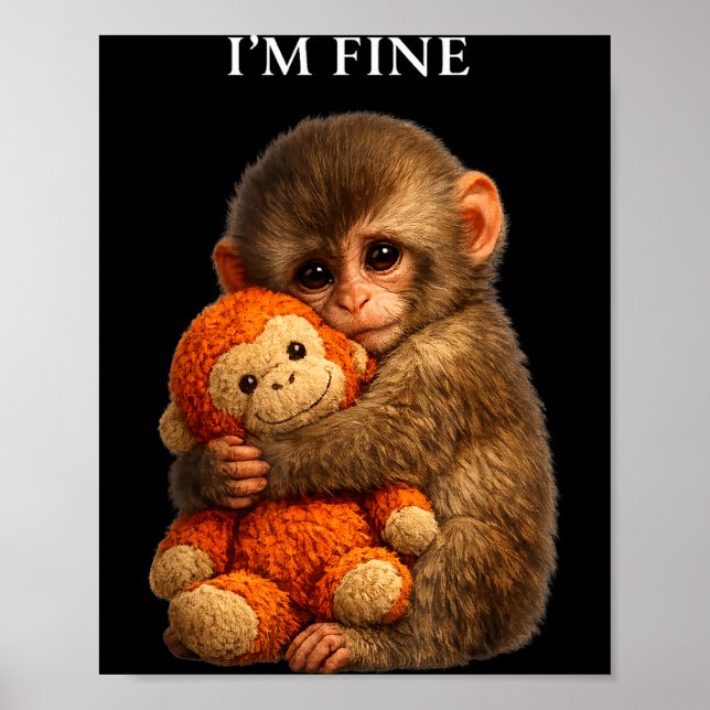 Poster Macaco punching bebê fofo animal engraçado  (Frente)