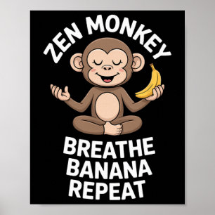 Poster Macaco Zen Respira Nana Repete Ioga Divertida Medi