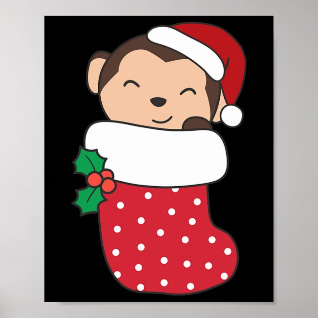 Poster Macacos Bonitos Em Meias De Natal Para O Natal (Frente)