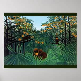 Poster Macacos-da-selva: Arte Popular de Rousseau