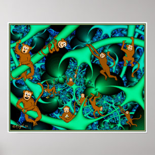 Póster Macacos em meu Fractal