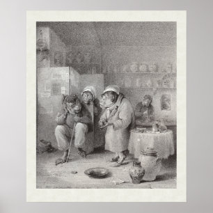 Póster Macacos no dentista - decoração dental do