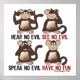Póster Macacos Sábios Humor