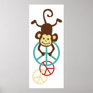 Póster Macacos Sinais de Paz