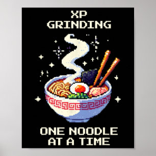 Poster Macarrão Ramen de Grinding de Xp Pixel Art Jogos R