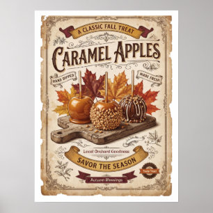 Poster Maçãs de Caramelo Antigas Bênçãos de Outono