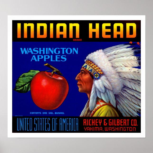 Póster Maçãs de Washington Chefe Indiana (Frente)