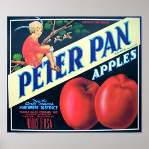 Poster Maçãs do Noroeste Marca Peter Pan Yakima Washingto