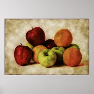 Póster Maçãs e laranjas do vintage
