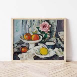 Poster Maçãs em um prato de frutas brancas George Lesli