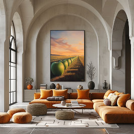 Poster Maçãs Surreais do Dreamscape em Campos Crepúsculos