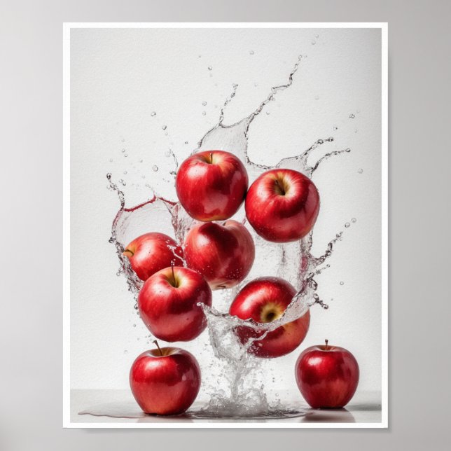 Poster Maçãs Vermelhas com Parede Branca de Fundo (Frente)