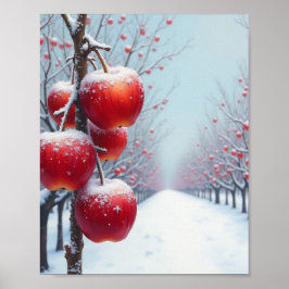 Poster Maçãs vermelhas deliciosas e neve