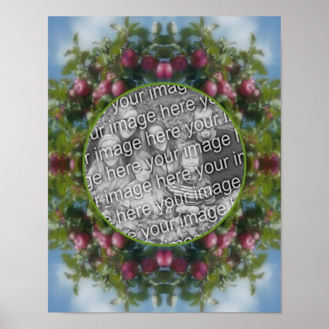 Poster Maçãs Vermelhas Na Moldura De Árvore Criam Sua Pró (Frente)