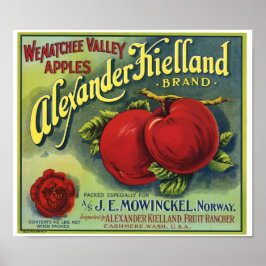 Poster Maçãs Wenatchee Vintage Cashmere Fruta de Washingt