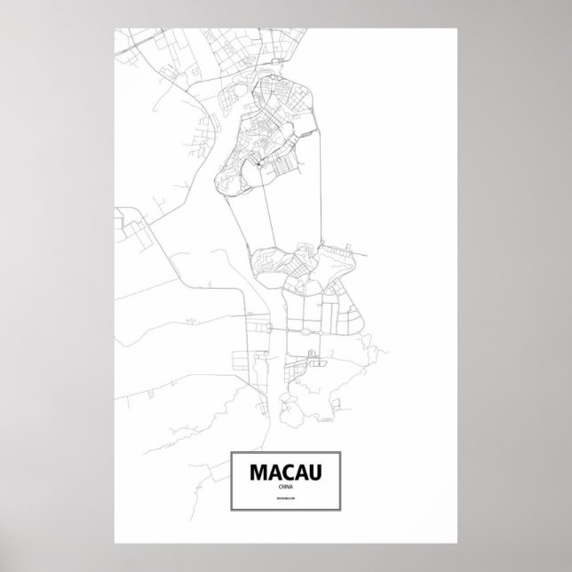 Póster Macau, China (preto no branco) (Frente)