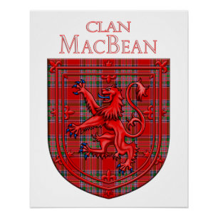 Póster MacBean Tartan Xadrez Rampant Escocês