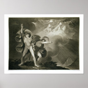 Poster Macbeth, Banquo e as três bruxas na charneca