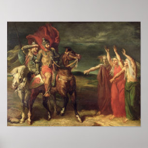Poster Macbeth e as três bruxas, 1855