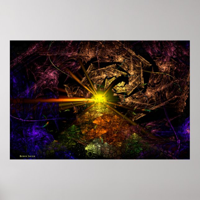 Póster Machu Picchu 3D Arte Fractal (Frente)
