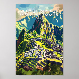 Poster Machu Picchu Peru, América do Sul, Viagem Art Vint