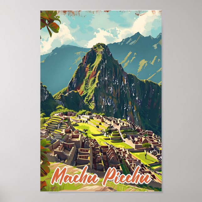 Poster Machu Picchu Peru - Ilustração de Viagem artístico (Frente)