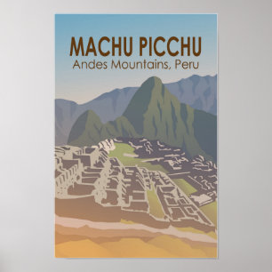 Poster Machu Picchu Peru Viagem Art Vintage