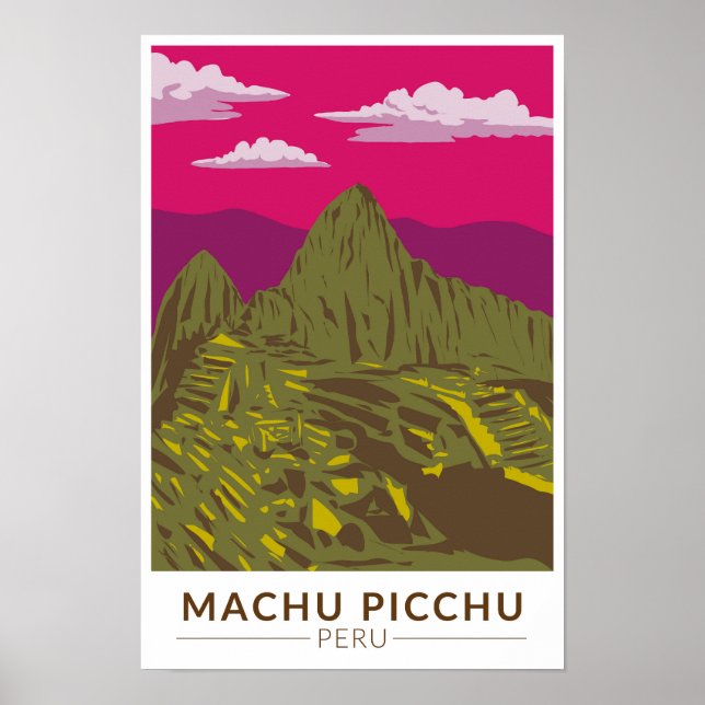 Poster Machu Picchu Peru Viagem Arte Retro (Frente)