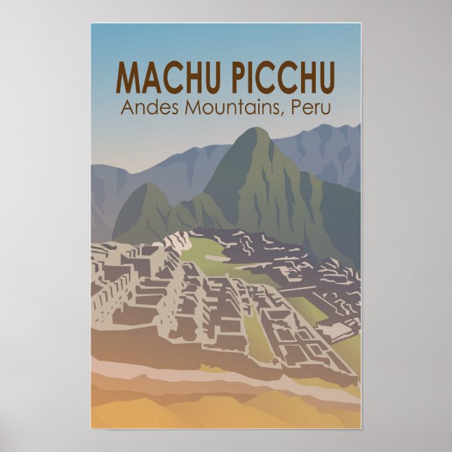 Poster Machu Picchu Peru Viagem Arte Vintage (Frente)