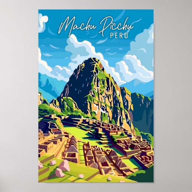 Poster Machu Picchu Peru - viagens vintage (Frente)