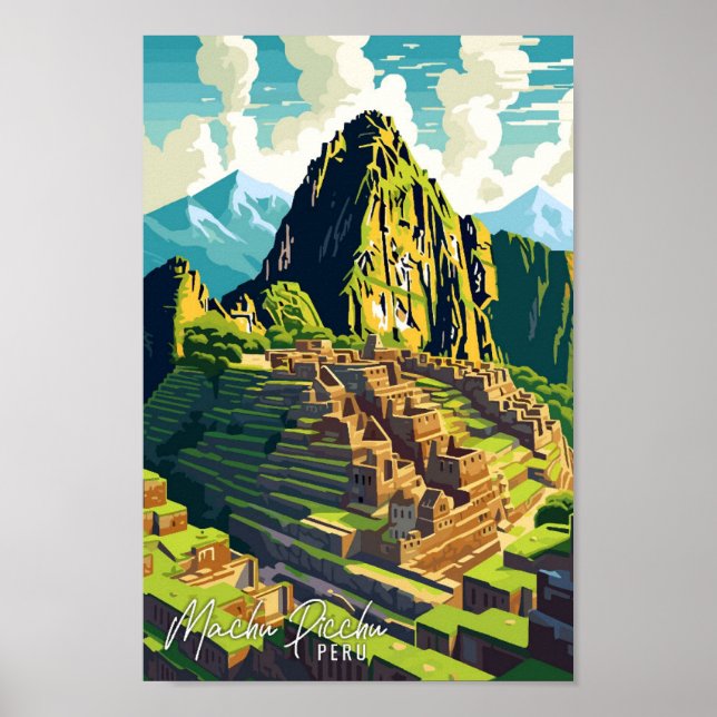Poster Machu Picchu Peru: viagens vintage de arte (Frente)