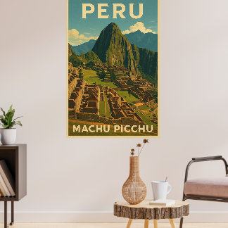 Poster Machu Picchu Peru Vintage