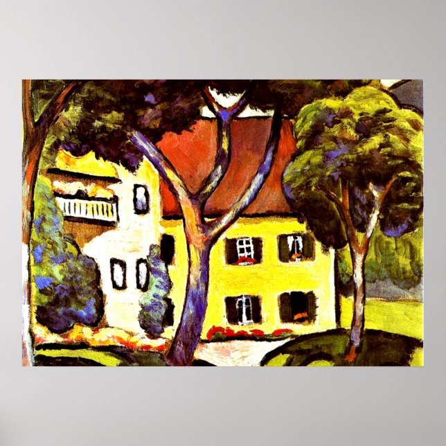 Poster Macke - Casa de Staudacher em Tegernsee (Frente)