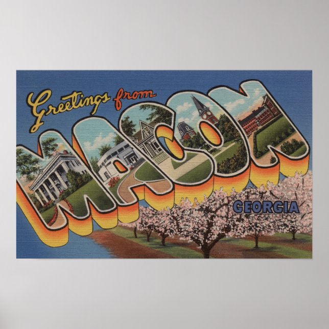 Poster Macon, GeorgiaLarge - Letra ScenesMacon, GA (Frente)