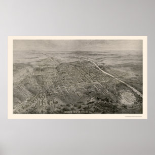 Poster Macon, mapa panorâmico de GA - 1912