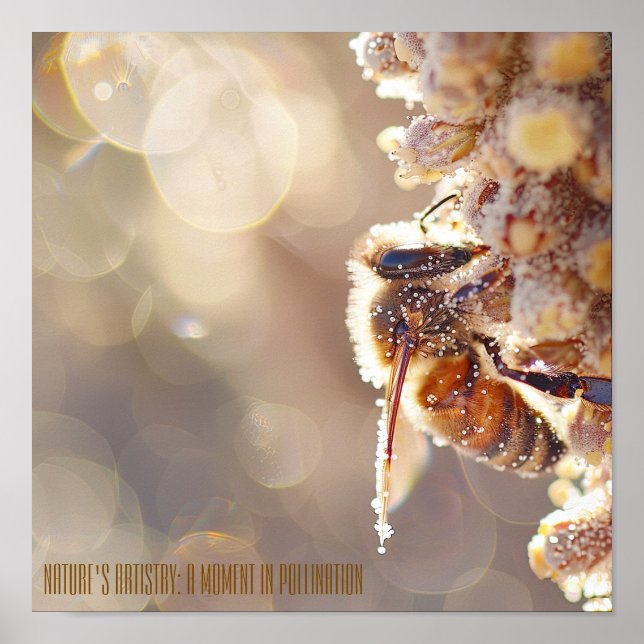 Poster Macro Bee in Bloom: Encerramento da Polinização da (Frente)