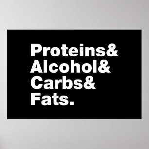 Poster Macronutrientes. Proteínas, Álcool, Carbos E Gordu