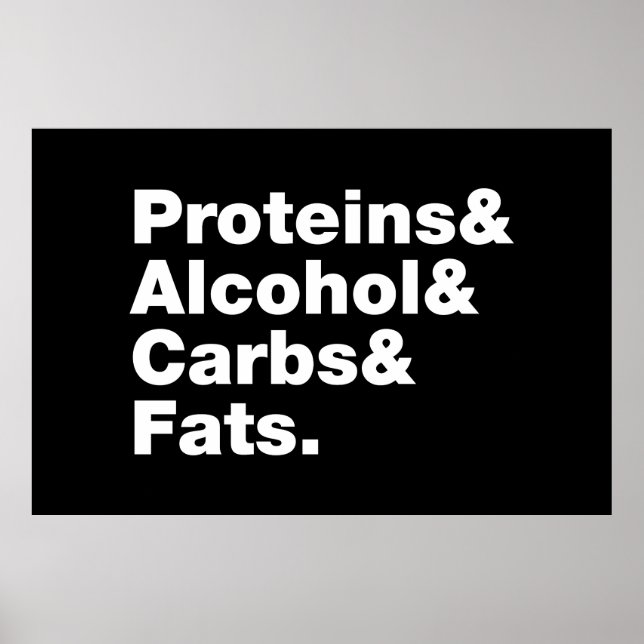 Poster Macronutrientes. Proteínas, Álcool, Carbos E Gordu (Frente)