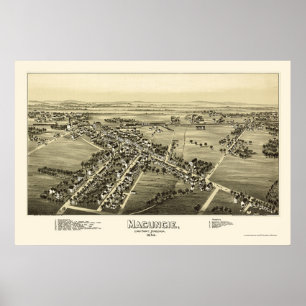 Póster Macungie, mapa panorâmico do PA - 1893