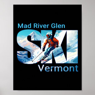 Poster Mad River Glen Férias de Esqui Legal Ao Ar Livre E