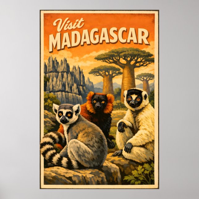 Poster Madagascar - Cartaz de Viagem Antigo (Frente)