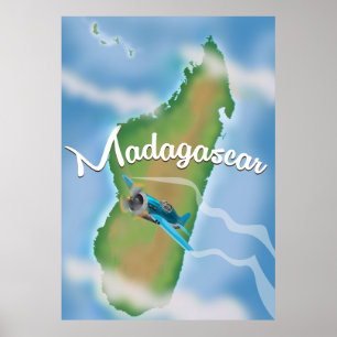 Póster Madagascar Map viagens vintage.