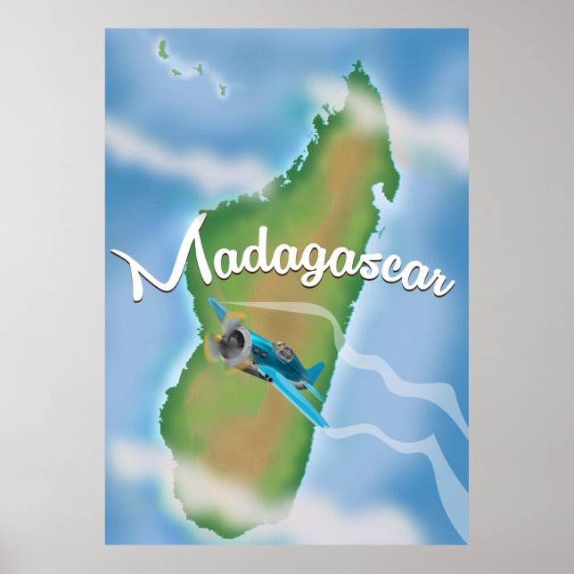Póster Madagascar Map viagens vintage. (Frente)