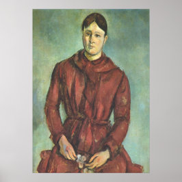 Poster Madame Cezanne em um vestido vermelho - Paul Cezan